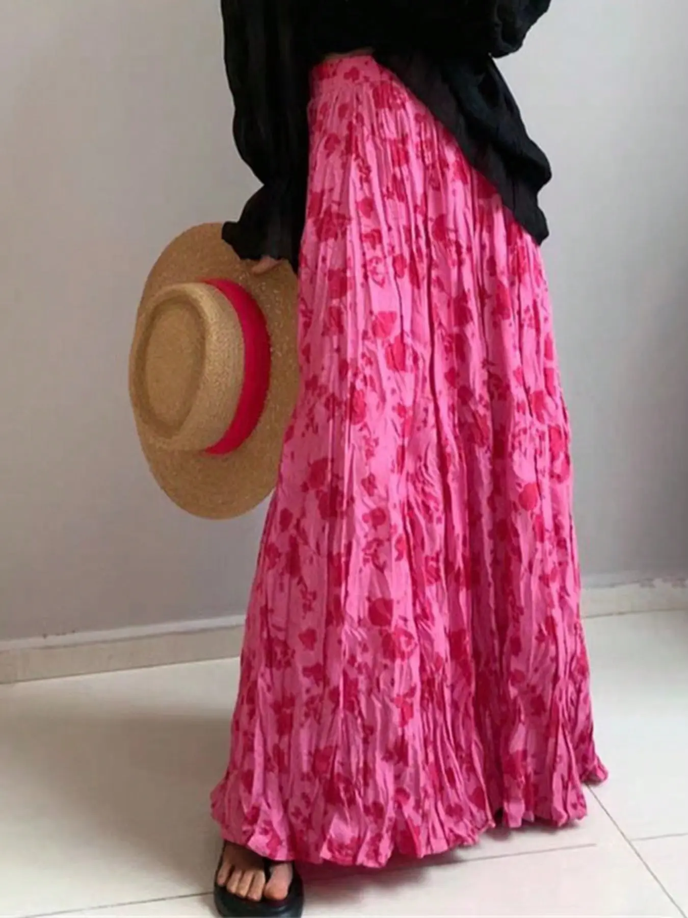 Plus Size Midi Skirt, Casual Loose Fit Slimming Fashion Print, Versatile and Stylish, Perfect for Everyday Wear, Comfortable and Trendy