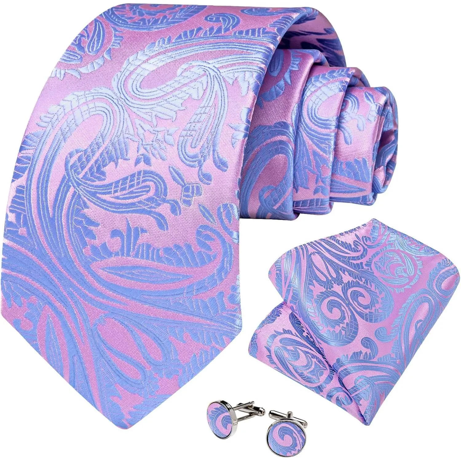 Tie Handkerchief Woven Classic Formal Paisley Necktie and Pocket Square Tie Sets for Men in Gift Box