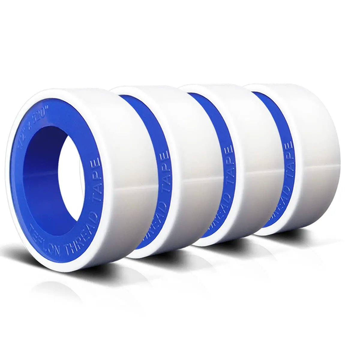 PTFE Plumbers Tape, 4 Rolls (1/2 in x 520 in) White Synthetic Teflon Sealant - Leakproof Waterproof, Anti-Leak High-Seal for Threaded Pipes