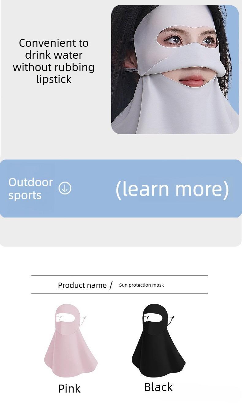 Summer Drinkable Facekini — Full-Face Sun Protection Mask with Neck Guard, UV Blocking, Windproof, Cycling