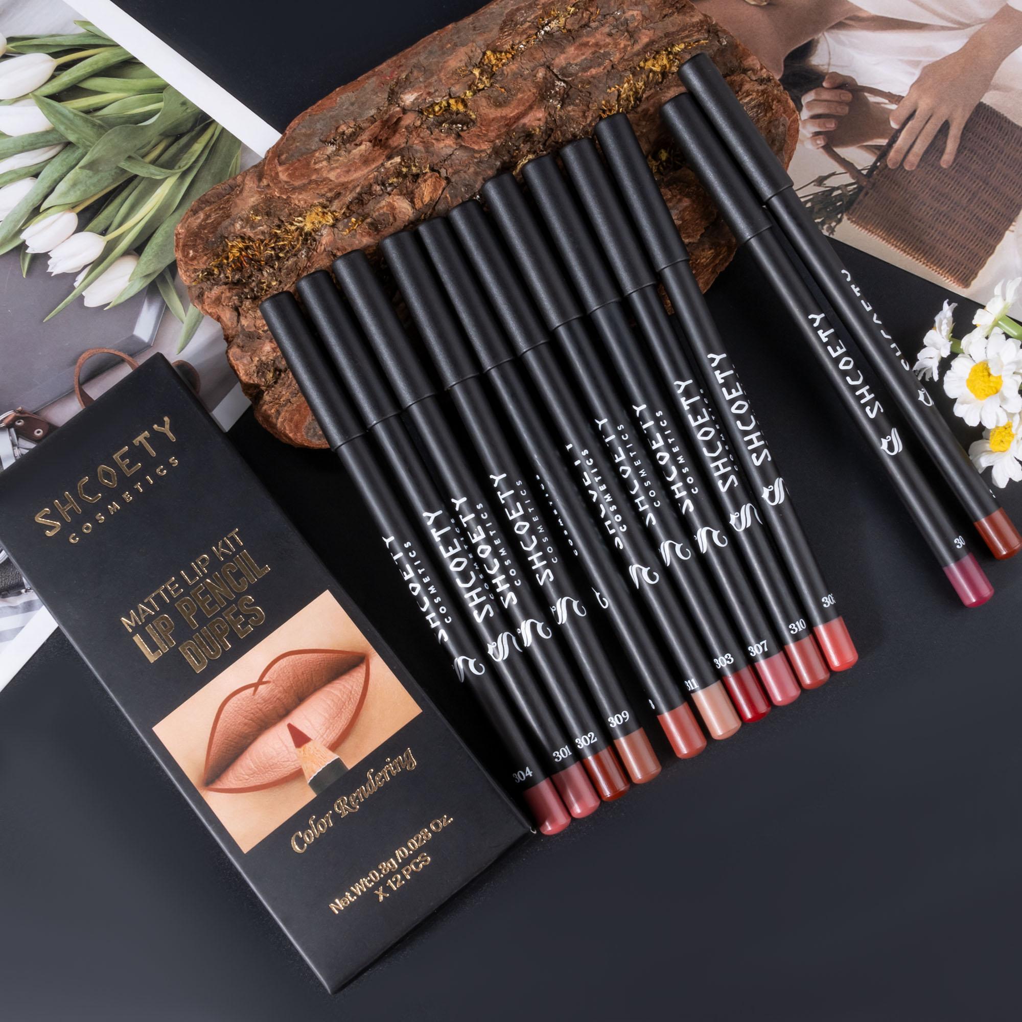 Highly Pigmented Matte Makeup Lip Liner Pencil Set, Highly Pigmented Lipliner, 12pcs/box Long-Lasting Lip Liners, Lip Makeup Kit, Cosmetic #GLOBAL PICKS