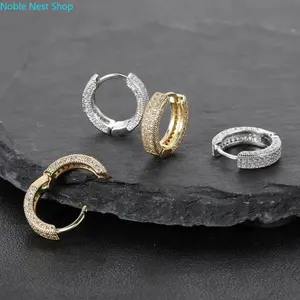 Men's Hip Hop Prong Cubic Zirconia Titanium Earrings, Stylish Fashion Jewelry Accessories