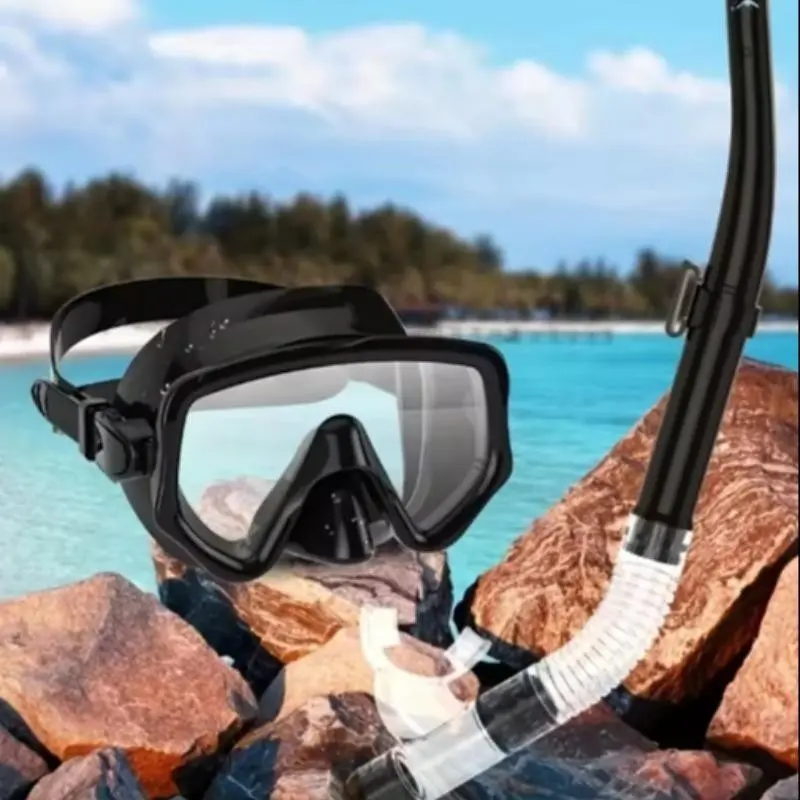 Adult Scuba Mask Snorkel Set, Scuba Mask And Snorkel, Tempered Glass Professional Full View Snorkeling Gear, Swimming Training Equipment, Complete Snorkel Kit