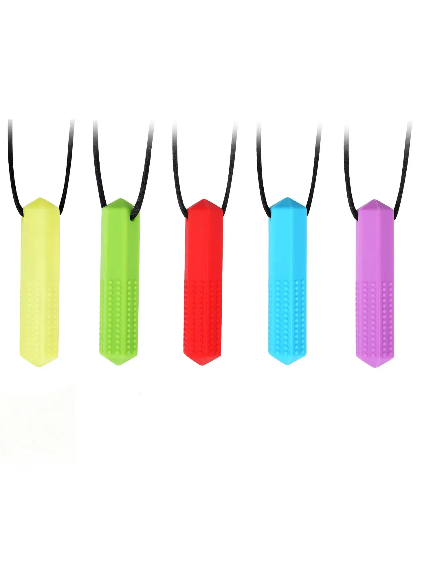Chewy Necklaces for Sensory Kids, 2 Pack Chew Necklaces for Sensory Boys and Girls with Autism, ADHD, SPD, Chewing, Biting, Silicone Oral Sensory Chew Teething Toys for Adults Reduce Anxiety Fidget