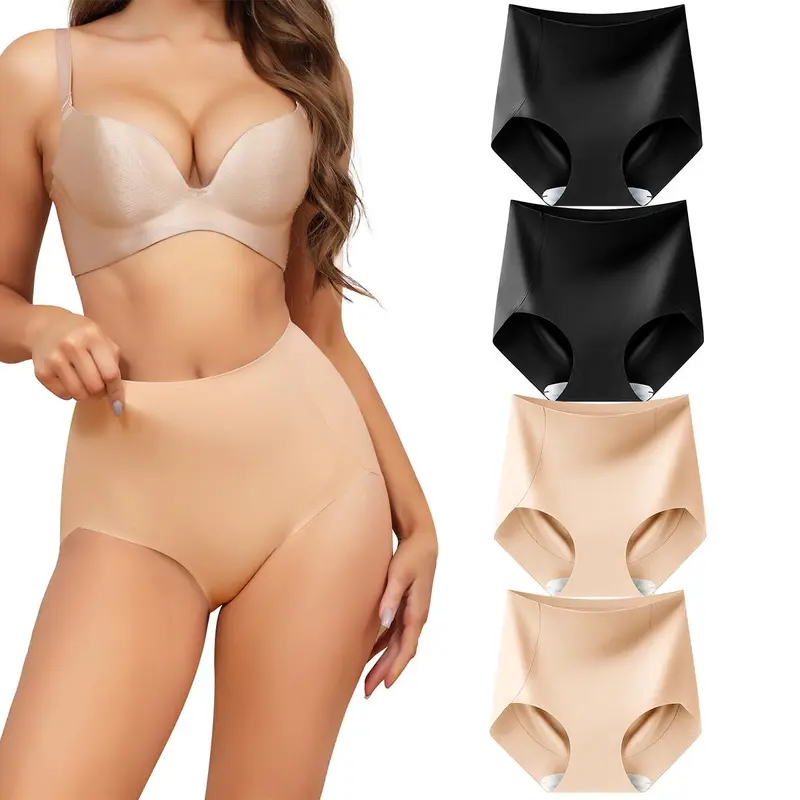 LEVAO 4 Pack Tummy Control Underwear for Women Fashion High Waisted Seamless Panties No Show Shapewear Briefs S-XXL