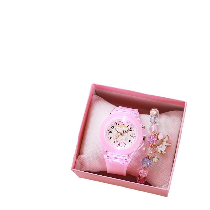 2026New Cute Unicorn Design Watch & Bracelet Set, Fashionable Analog Quartz Watch & Jewelry Set for Girls, Trendy All-match & Exquisite Watch Set for Birthday Gift