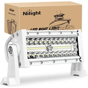 Nilight Marine LED Light Bar Navigation Lights 9.5 Inch White Spot Flood Combo Ponton Boat Deck Dock Lighting for Night Fishing T-top Stern Yacht Port Sailboat Trucks Tractors