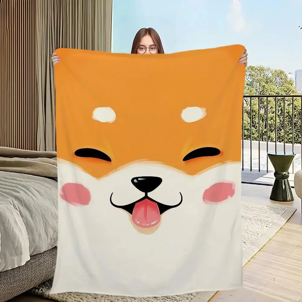 Corgi Cartoon Character Microfiber Poly Flannel Blanket - Soft, Warm, Plush, Wrinkle Resistant - Multi-Size 50x60in/80x60in Home & Travel Throw for Sofa, Bedroom, 60In*50In