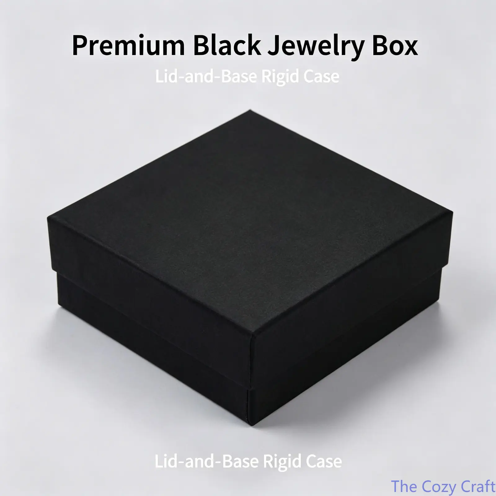Premium Black Lid‑and‑Base Rigid Jewelry Box, Empty Gift Packaging Case, Storage Organizer for Necklaces, Bracelets & Rings, Ideal for Gifting & Retail Display