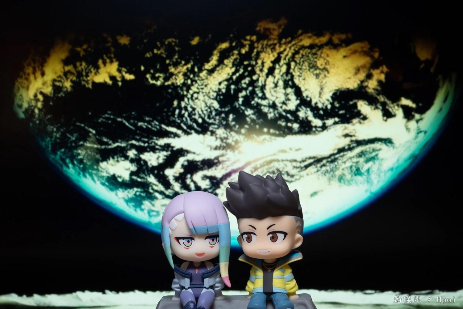 8CM Anime Cyberpunk: Edgerunners Figure David Martinez Lucy Qset To The Moon Sitting Figure Toy Acton Figure Set Doll Gift