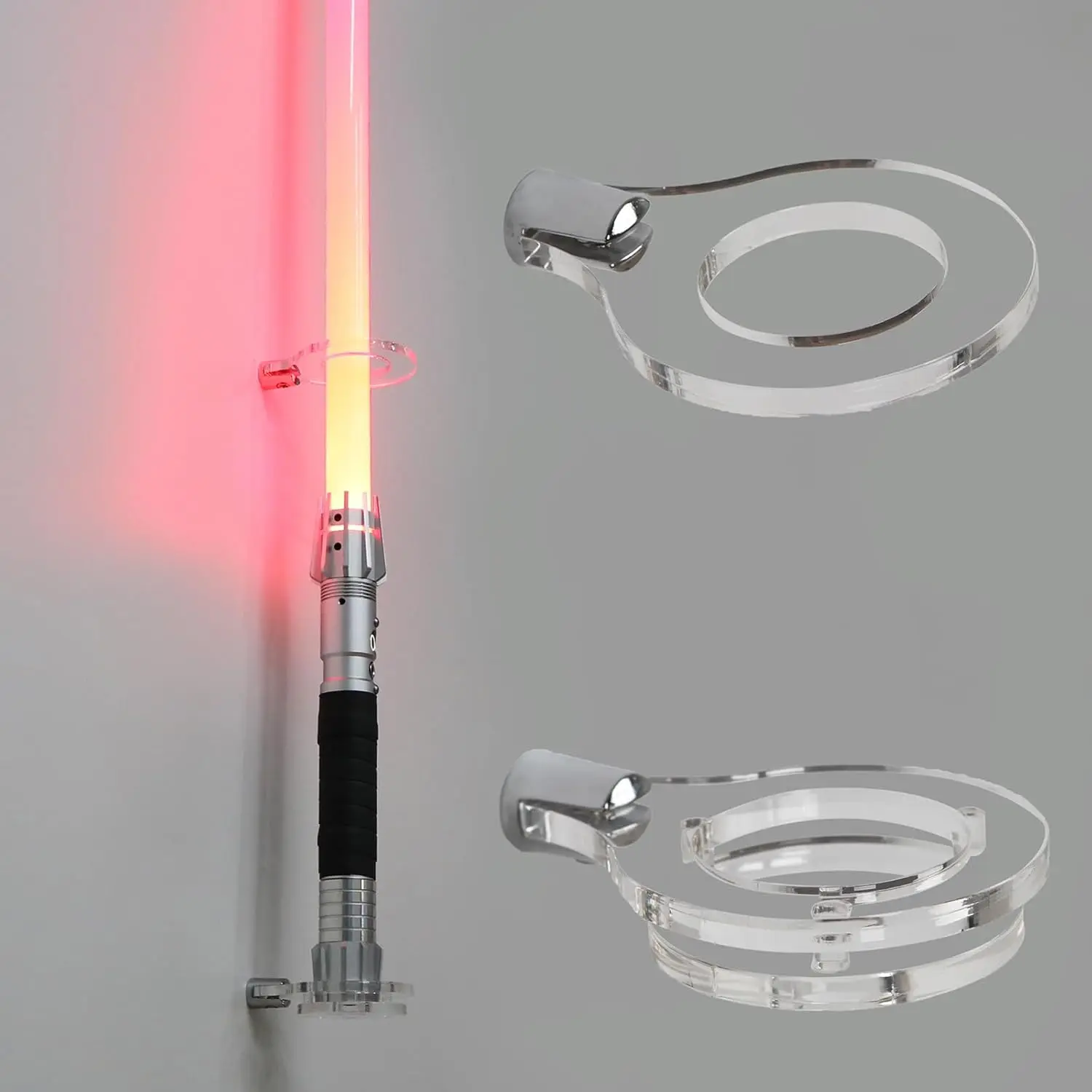 Lightsaber Wall Mount, Vertical Lightsaber Wall Mount Holder – Clear Acrylic Display Stand for Most Lightsabers, Heavy Duty Light Saber Wall Mount (Transparent 1 Hole)