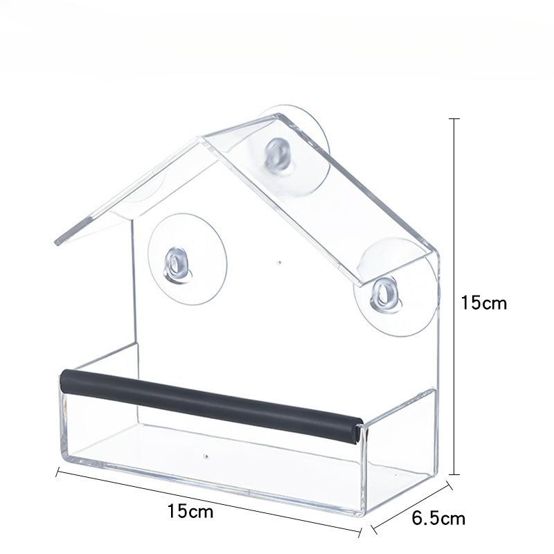 Acrylic Window Bird Feeder with Strong Suction Cups, Transparent No-Drill Hanging Bird Feeder for Outdoor Garden, Backyard Bird Watching, Easy Install Pet Supplies