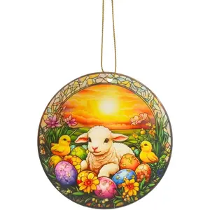 Gifts for Women, Lamb  Suncatcher Ornaments, Faux Stained Glass Spring Decoration for , Basket, Religious Gifts, Christmas Tree Decorations, Window  Decor (Easter Lamb)