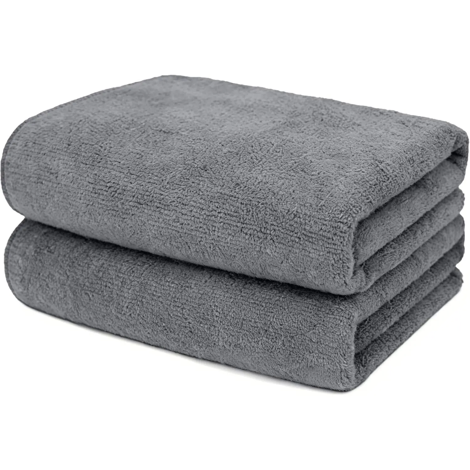 2 Pack Gym Towels Set - Microfiber Salon Towels | Highly Absorbent and Quick Drying  Hand Cloths for Bathroom, Gym, Shower, Hotel, and  - 16x27 inch (Grey)