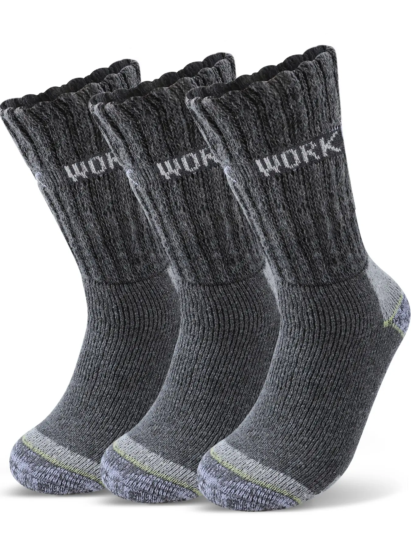 3 Pairs Men's Work Socks, Winter Thick Warm Snow Socks, Comfortable Durable Hiking Socks, Soft High Elastic Knit Socks for Cold Weather