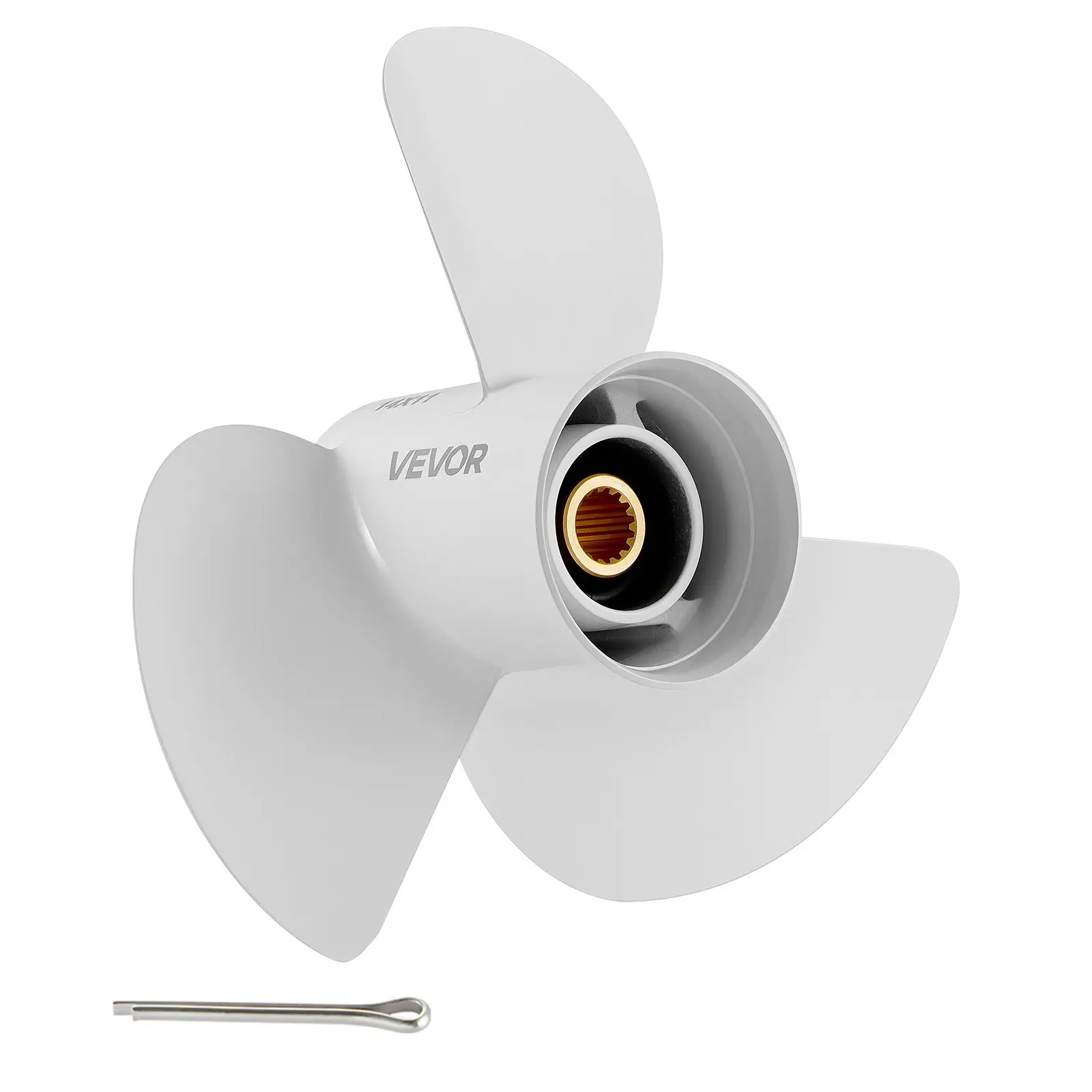 VEVOR 3-Blade Aluminum Outboard Boat Propeller, Upgrade OEM 15-Spline Tooth, Fits Yamaha 50-130 HP Engines, 4-1/4" Gearcase, RH Rotation, OEM Part # 6E5-45954-00-EL, Speed Control Compatible, Three Blades