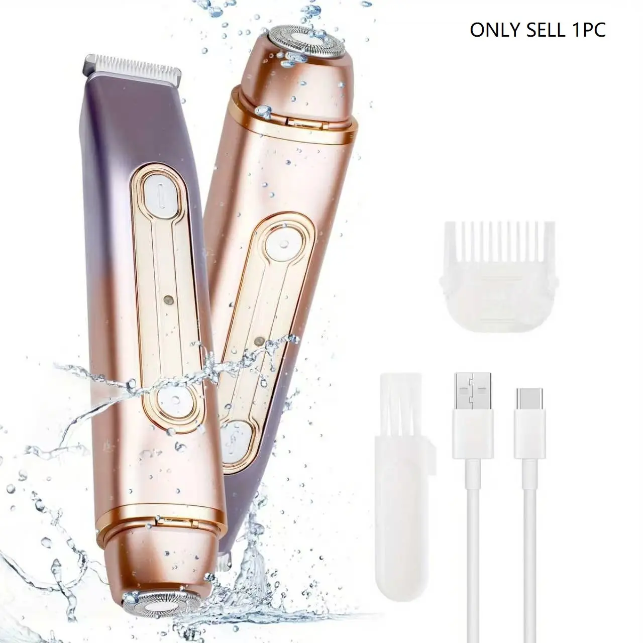 Dual-Head Electric Razor for Women, Gentle Hair Removal for Bikini Line, Underarms, Legs, Arms, Body Hair Trimmer, No Damage, USB Rechargeable Shaver
