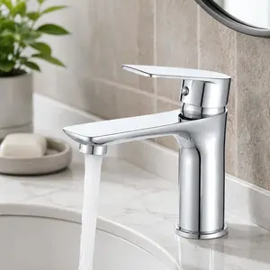 ARCH Chrome Stainless Steel Single Hole Bathroom Sink Faucet, Modern Waterfall Basin Tap with Single Handle, Deck-Mounted Vanity Faucet with Aerator Spout, Contemporary Bathroom Lavatory Faucet for Bathroom Sink, Chrome Color Options