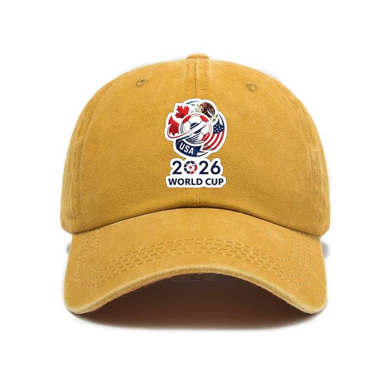 2026 USA-Canada-Mexico World Cup Printed Washed Vintage Soft Top Baseball Cap for Men and Women, Trendy Hat Reindeer Cupid