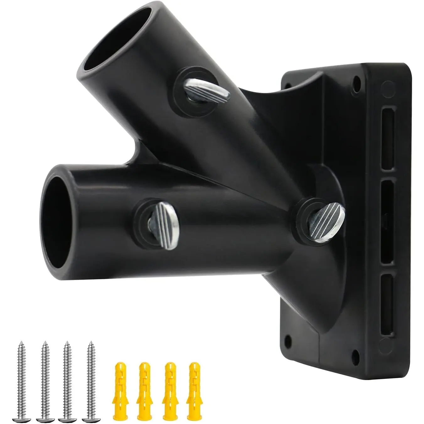 Flag Pole Holder for Outside House, 1 inch Diameter Flag Pole Holder, Heavy Duty Plastic Flag Pole Bracket, Flag Pole Mount (Black)
