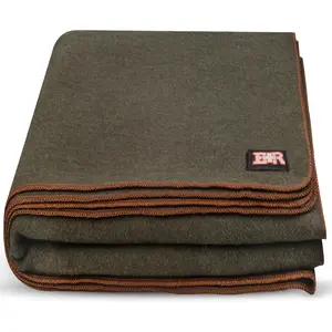 Military Wool Blanket - 80% Wool, Washable, Perfect for Outdoors, Camping, Picnic, Travel, Car & Bushcraft Emergency Blanket, 96" x 66", 5 lbs. - Olive Drab Green - Twin
