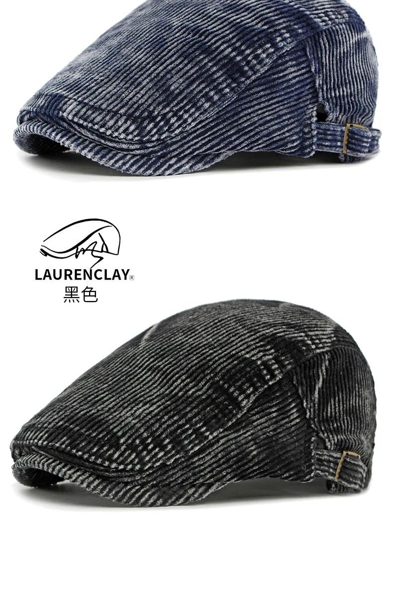Autumn New Hat for Men and Women Corduroy Beret British Retro Forward Cap Casual Duckbill Cap Washed Cotton