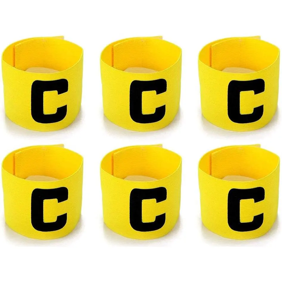 6 count Elastic Soccer Captain Armband Adjustable Football Basketball Player Bands for Adult Youth