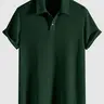 Men's Plain Jacquard Knit Polo Shirt, Polo Style Regular Fit Casual Short Sleeve Button Front Green Top for Summer, Fashion Clothes for Daily Wear