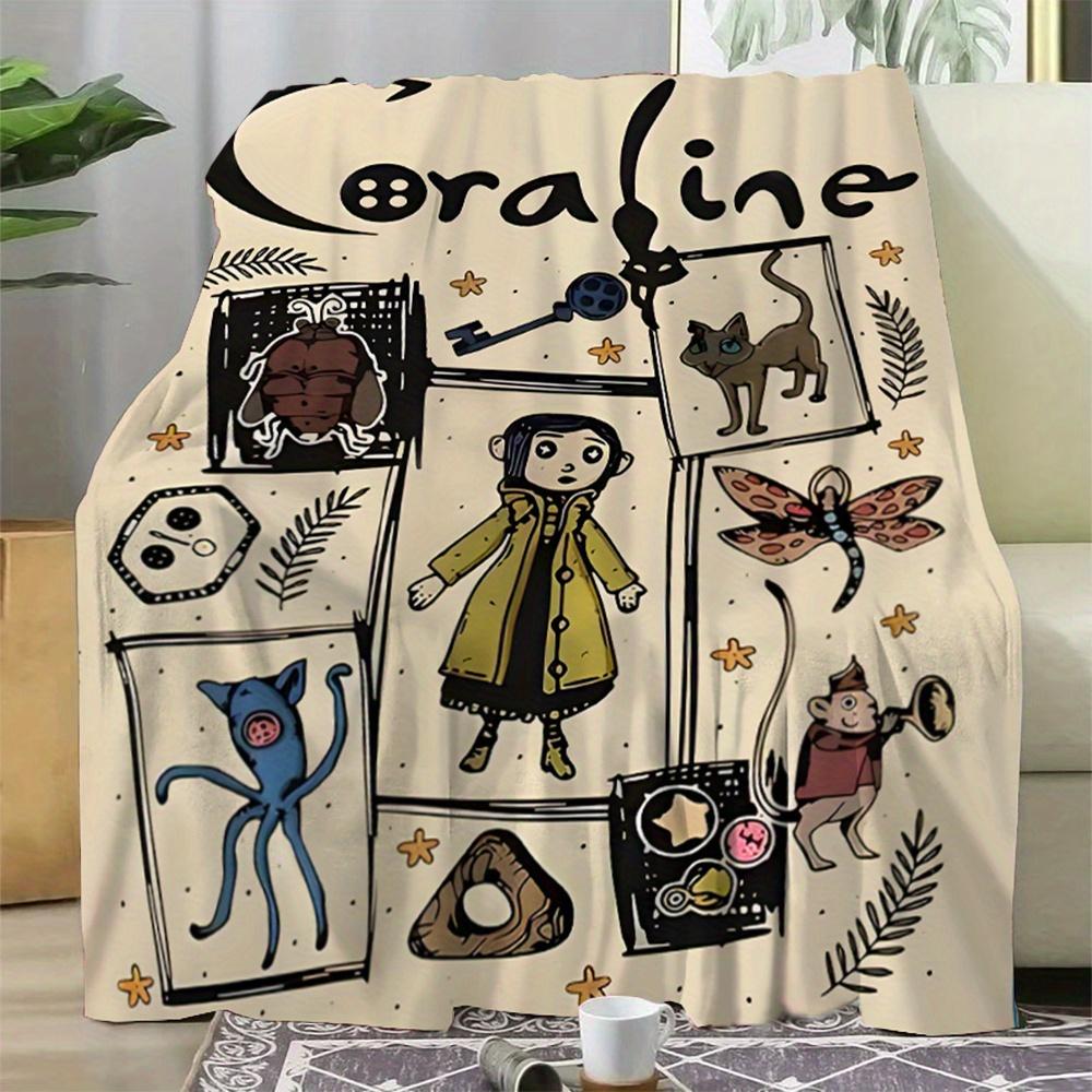 All-Season Polyester Knit Coraline Inspired Flannel Throw Blanket-Digital Print Cartoon Animal Collage, Contemporary Style, Multipurpose for Bed Couch Nap, Cozy Plush, Creative Gift Idea All-Season Polyester Knit Coraline Inspired Flannel Throw Blanket-Digital Print Cartoon Animal Collage, Contemporary Style, Multipurpose for Bed Couch Nap, Cozy Plush, Creative Gift Idea