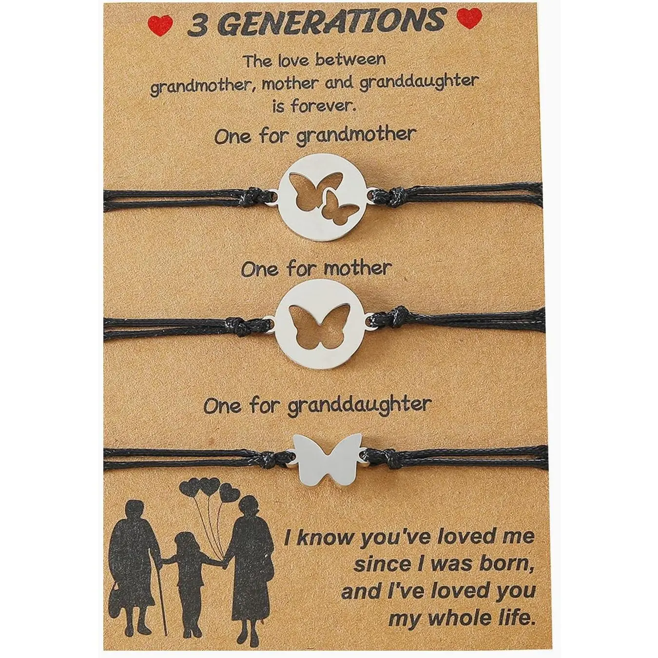 Grandma Mother Daughter  Bracelets for 3 Generations Gifts Bracelet Set Matching Bracelets for Grandma Mom Granddaughter Christmas Birthday  Generation Bracelet