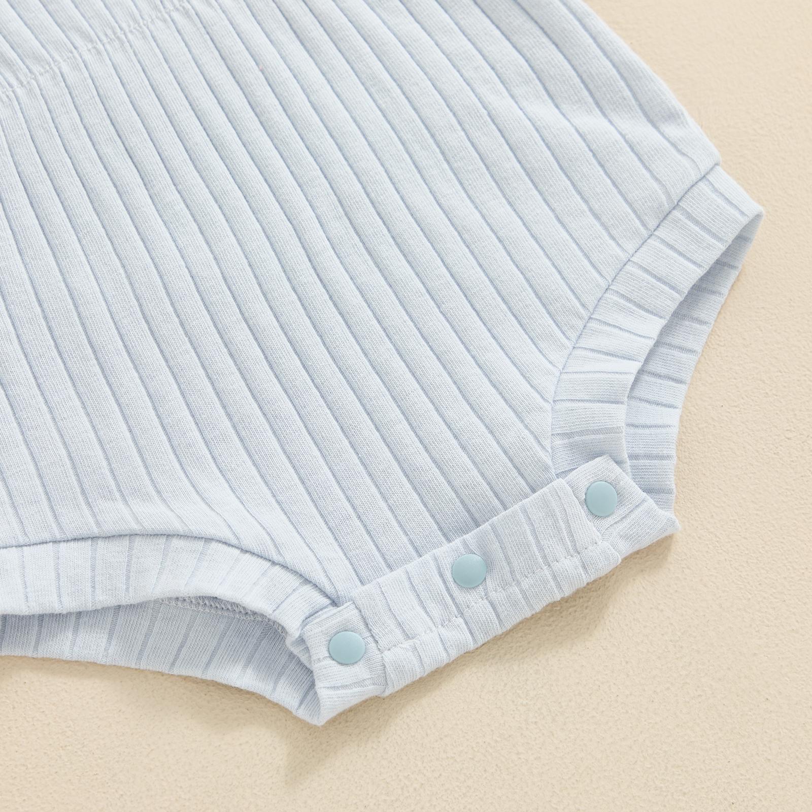 Baby Girl Summer Clothes Ribbed Short Sleeve Romper Solid Color Bodysuits Bow Headband Outfit Newborn Girl Jumpsuit