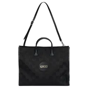 Gucci Off The Grid Monogram Leather-Trimmed Nylon Tote Bag for Men, Black