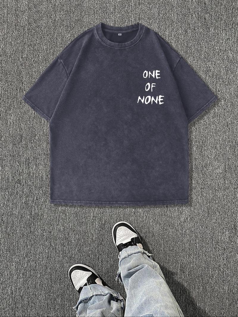 Men's Vintage Dice Print Round Neck Tee, Regular Fit Casual Short Sleeve T-shirt for Summer, Men's Top for Daily Wear