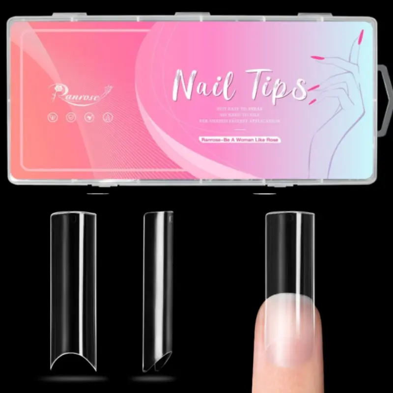 120pcs Transparent Super Long Xxl Square Nails, Deep C Curve Flat Tips, 12 Sizes with Storage Box, Manicure Extension DIY Kit, Diy Fake Nails