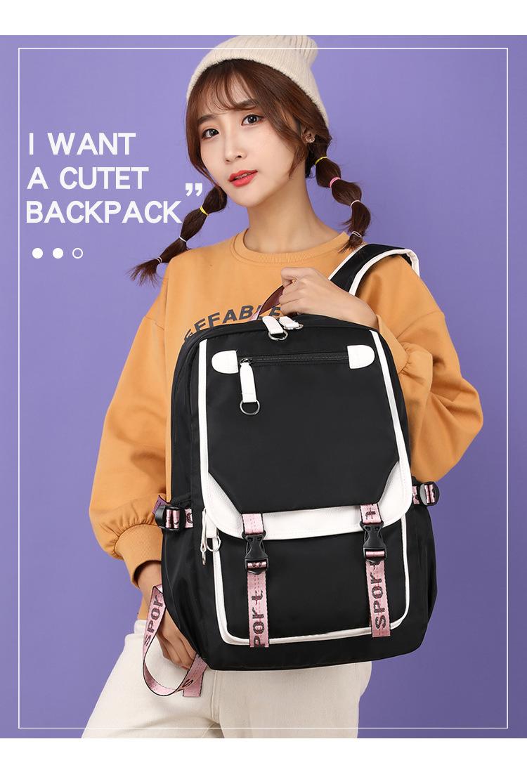 Cross-border Casual Korean Style Backpack Outdoor Large Capacity Junior High School Student Solid Color Simple Multi-layer Laptop Backpack