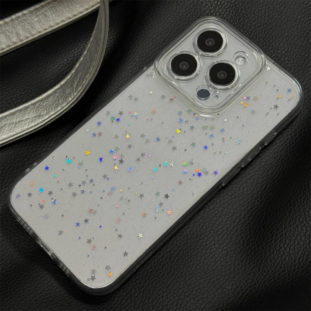 Luxury Bling Star Sequins Glitter Phone Case For iPhone 17 16 15 14 13 12  Pro Max  Clear Powder Sparkle Cover