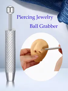Ball Grabber Tool For Changing Jewelry - 14G 16G 18G 20G Stainless Steel Flat Back Earrings Applicator Tool Threadless Thread Body Piercing Kit For Ear Nose Lip Stainless Steel Tools Piercing Accessories