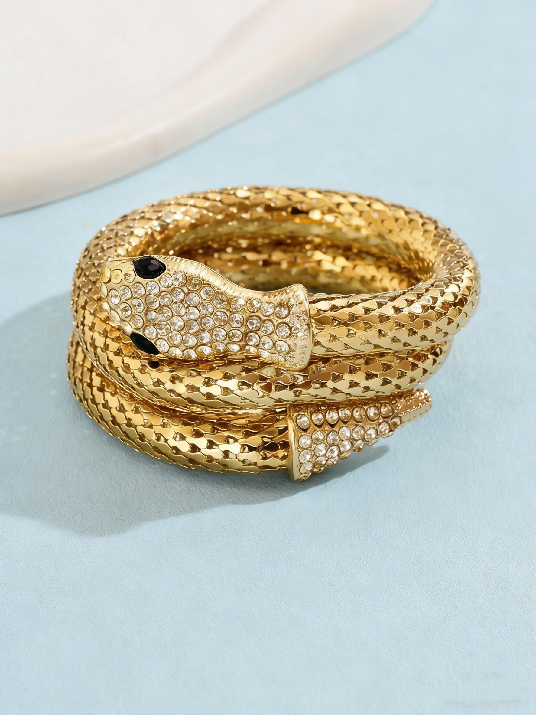 Elegant Snake Design Bracelet, Rhinestone Embellished, Bold Statement Jewelry, Perfect for Stylish, Unique Gift Idea
