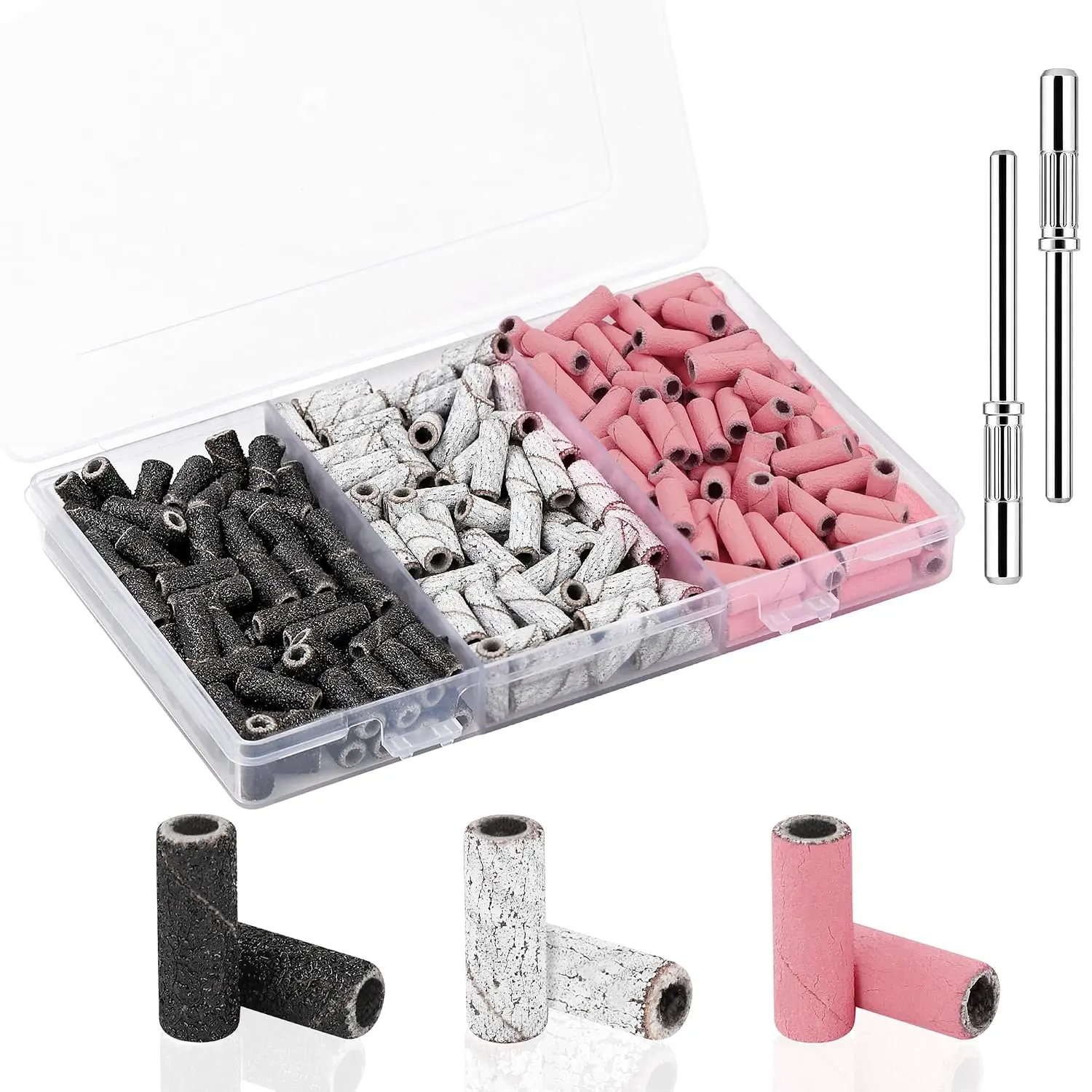 200 count Small Sanding Bands  Drill Bit, 3 Color 120 180 240 Grit Sanding Bands for  Drill with 3.1mm Mandrel Bit Set for  Nails Gel Manicures (Colorful)