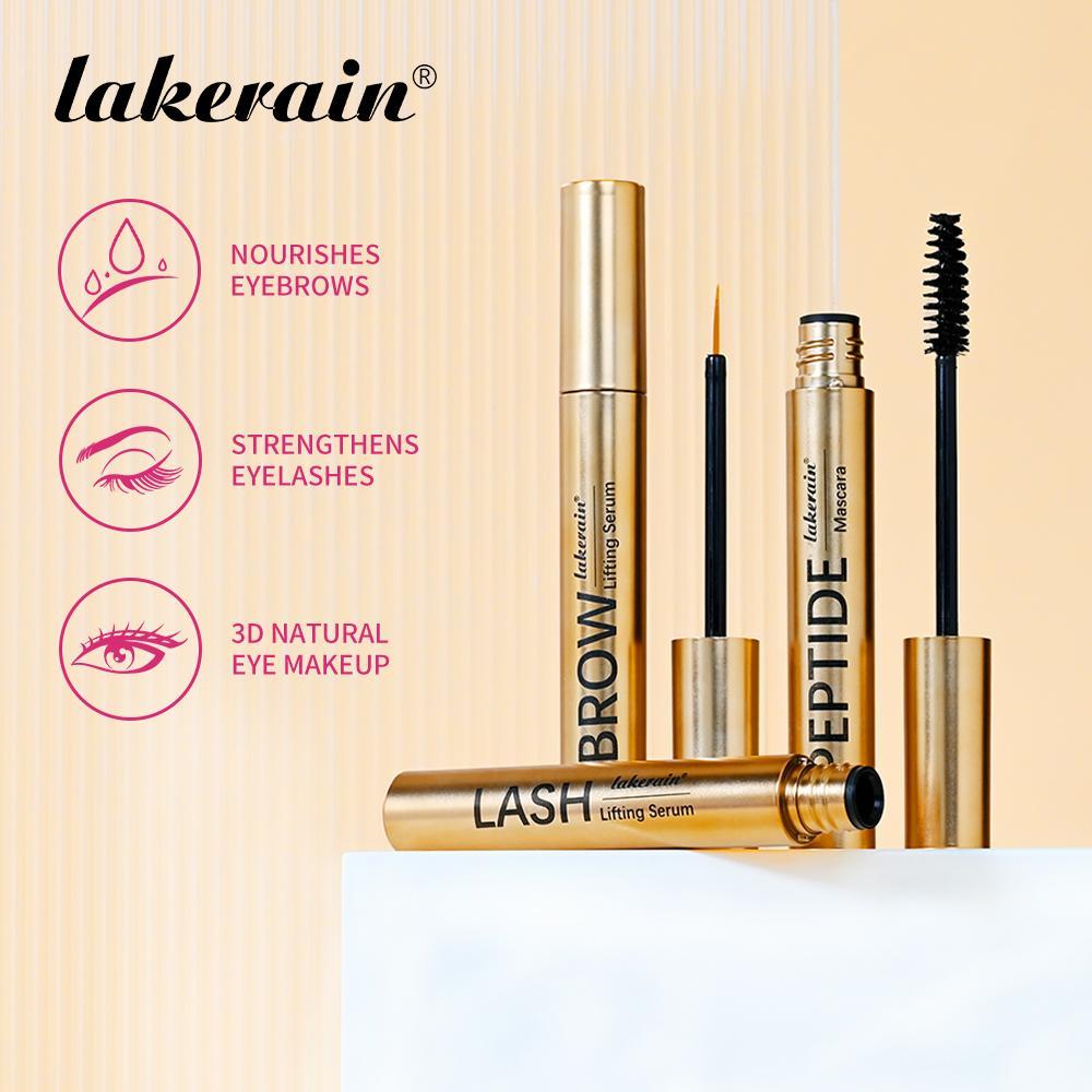 Enhanced Eyelash & Brow Kit, Mini Liquid Enhancer Set with Nourishing Lash Lifting Serum + Lengthening Brow Lifting Serum+ Long-Lasting Peptide Mascara, Natural Extension, Eye Makeup