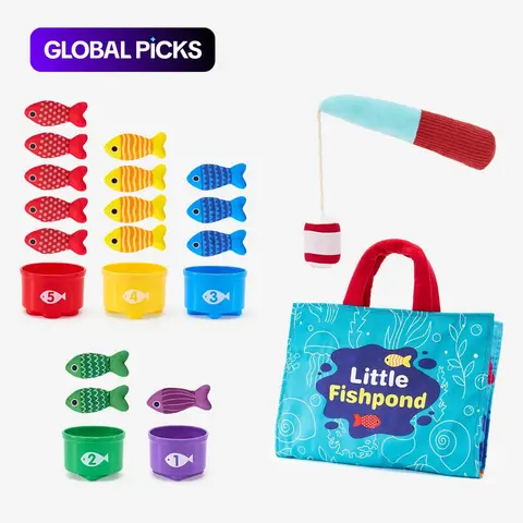 Children Fishing Toy Set, Fishing Playset with Number Matching Cups and Foldable Storage Bag, Interactive Stick Game, Toddler Pretend Play, Party Gift for Boys and Girls, Toddler Fishing Set #GLOBAL PICKS