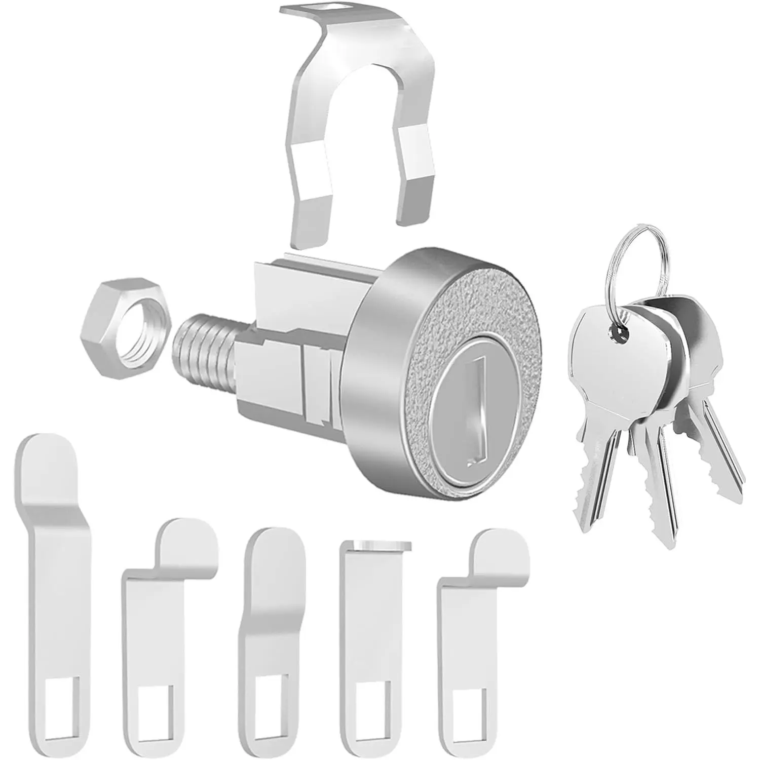 1 Pack Mailbox Lock with Key, Mailbox Lock Replacement for L-1172C Mailbox Key Lock, Nickel Finish