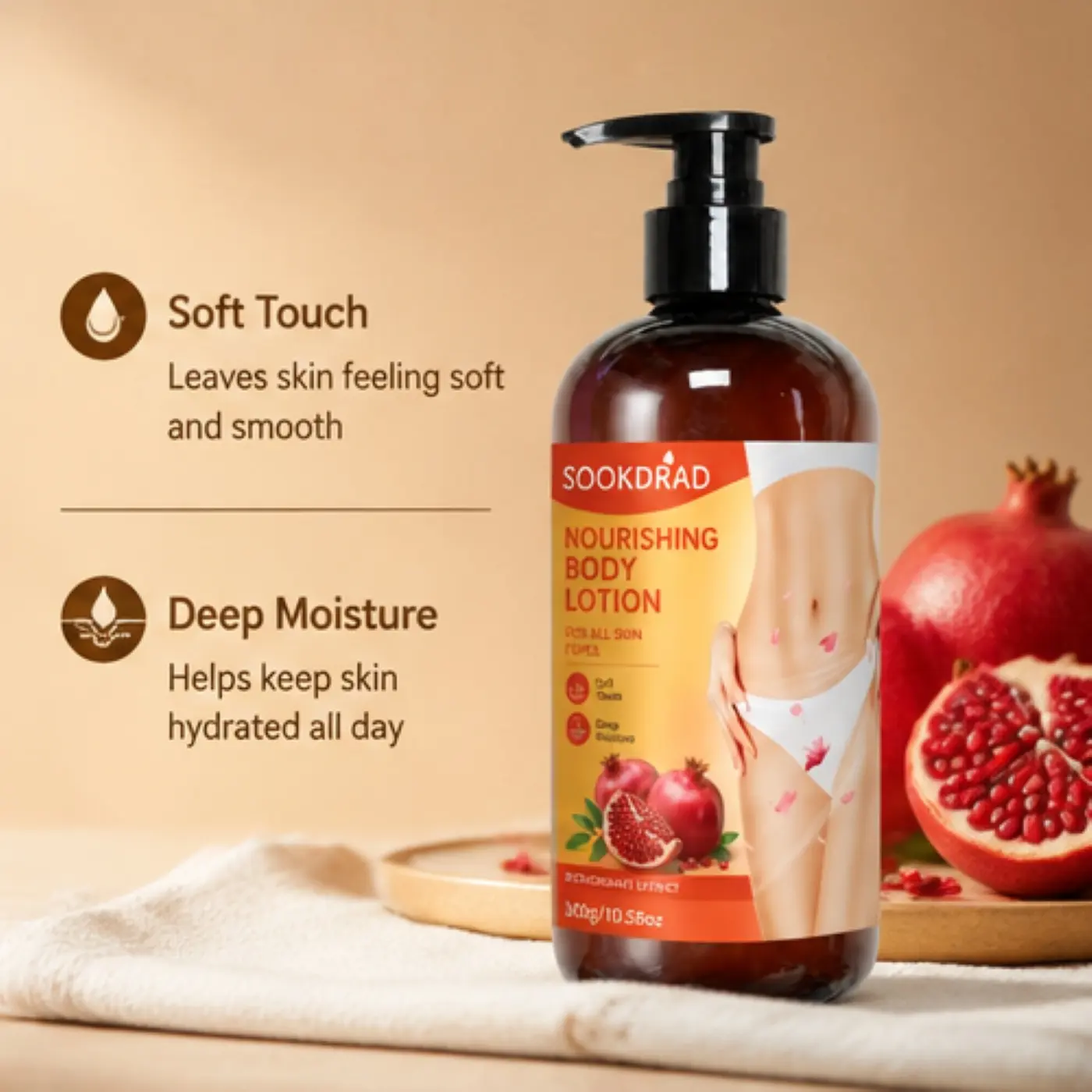 Body lotion, pomegranate extract, soft touch, deep moisture, for body, for all skin types, 300g/10.58oz, Nourishing Moisturizing Formula