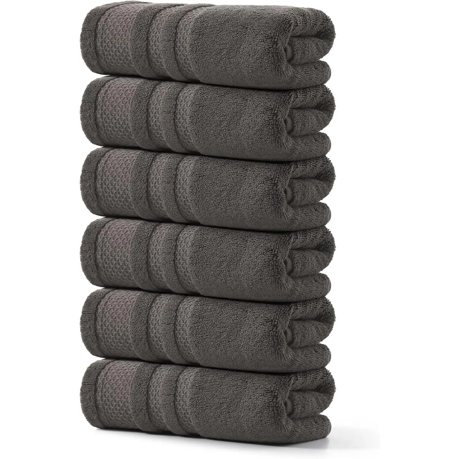 6 Pack Premium Hand Towels for Bathroom, 13 x 30 inch, 100% Cotton Hand Towel Set of 6, Super Soft and Highly Absorbent Towels for Bathroom, Gym, Spa, Shower, and Hotel, Brown