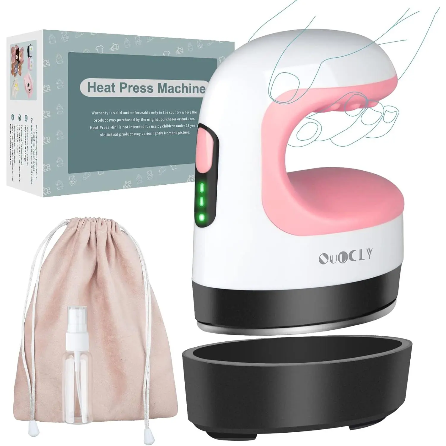 Mini Heat Press Machine Portable Mini Irons for Crafts Easy Heat Transfer for T-Shirts Shoes Hats Small HTV Vinyl Projects Pink