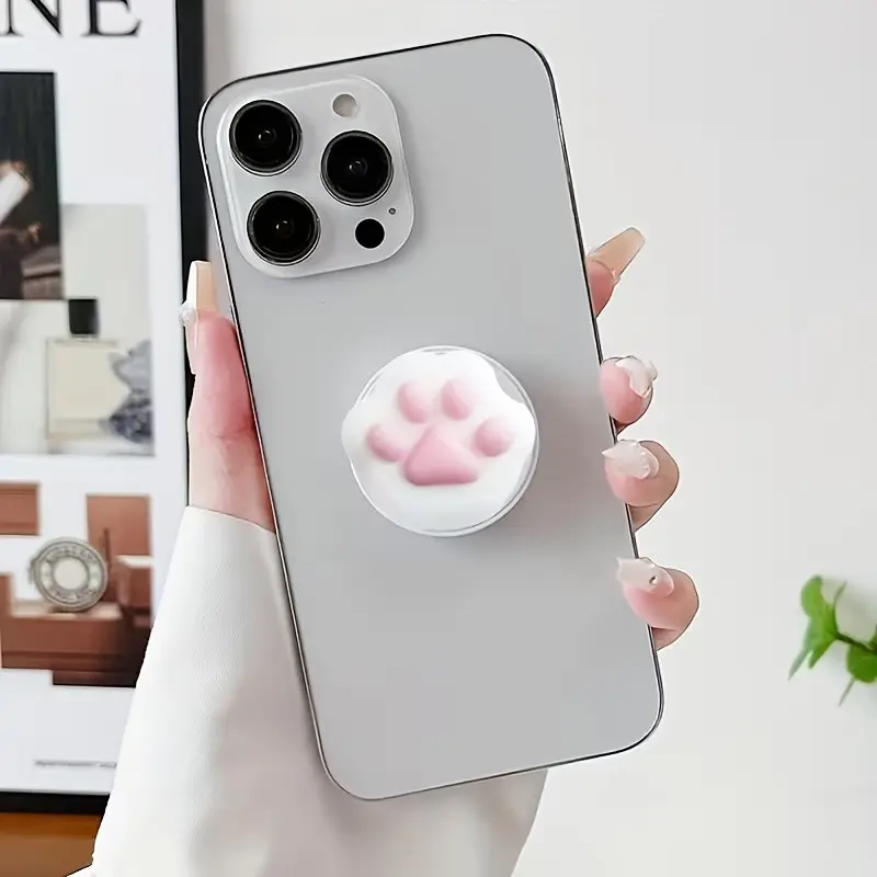 3D Cat Paw Extendable Adjustable Phone Stand, Cute Foldable Air Cushion Phone Holder, Push-Pull Anti-Drop Desktop Phone Rack, Adorable Cat Paw Phone Accessory Gift