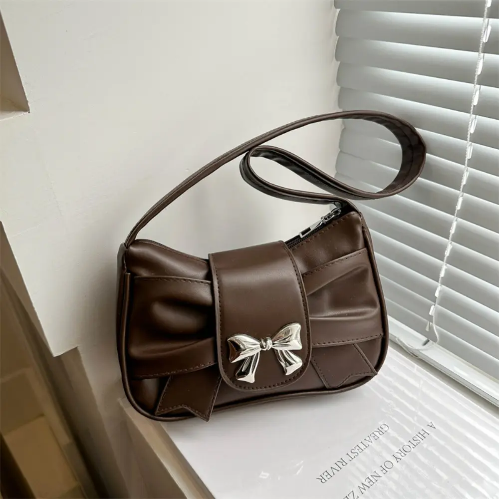 Satin Bow Faux Leather Shoulder Bag for Women, Stylish Mini Square Underarm Purse for Everyday Wear, Dating, and Parties, Bags For Everyday