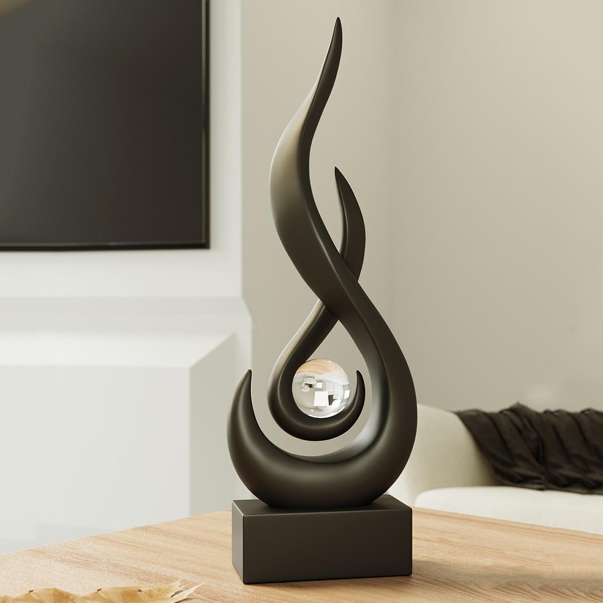 Abstract Flame Design Resin Ornament, Resin Sculptures, Modern Art Home Decor, Unique Desktop Decoration, Suitable for Living Room and Office