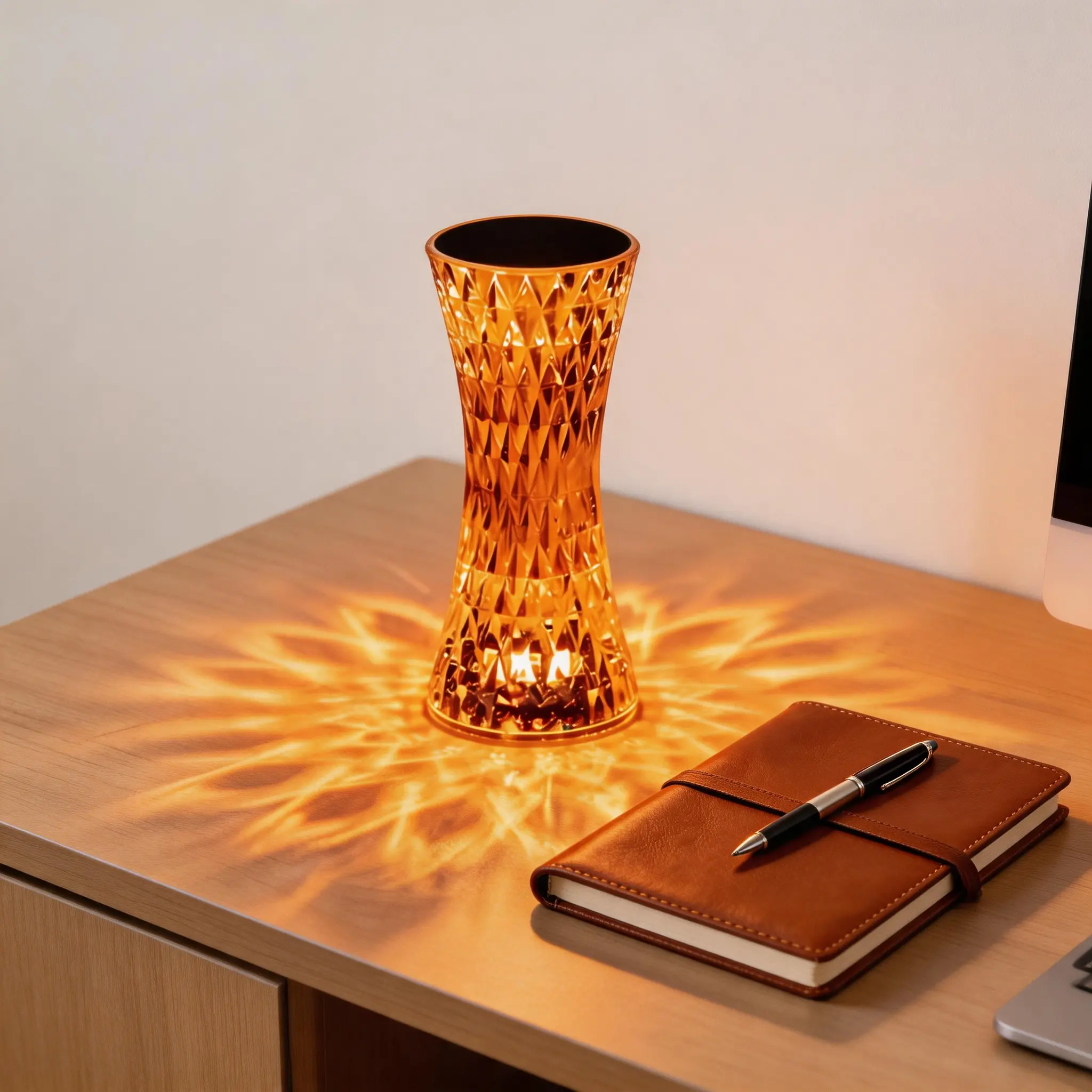 16 Color Changing Crystal Diamond Table Lamp Small Waist USB Rechargeable Touch Control Bedside Lamp with Remote for Bedroom College Dorm Party Decor