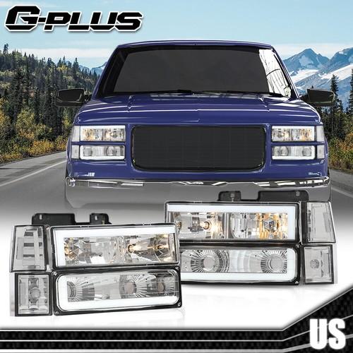 Fit For 94-00 C/K Suburban Clear Corner Chrome LED DRL Headlights Bumper Lamps